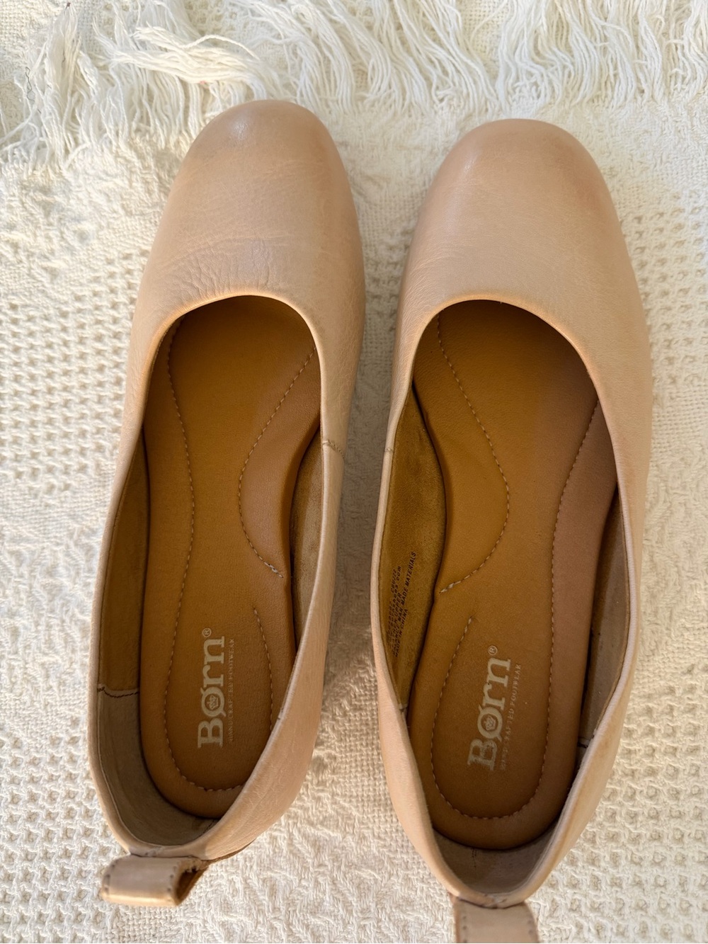 Born Women’s Nude Leather Slip-On Ballet Flats